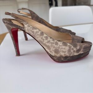 Christian Louboutin Roccia Python Peep-Toe Sandals